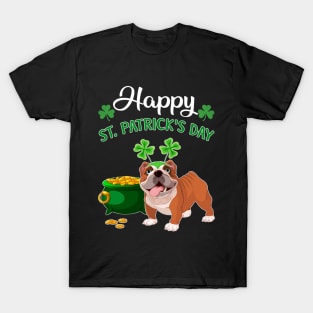 Happy St Patrick_s Day For Bulldog Lovers T shirt T-Shirt